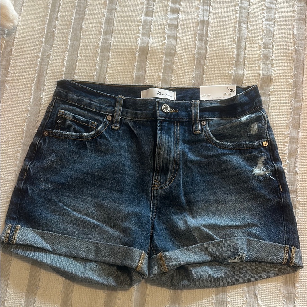 KanCan Blue Denim Jean Shorts with Rolled Hems